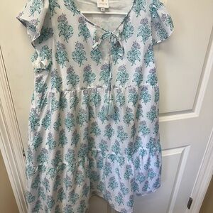 j marie -White Floral Tie-Front Tiered Dress